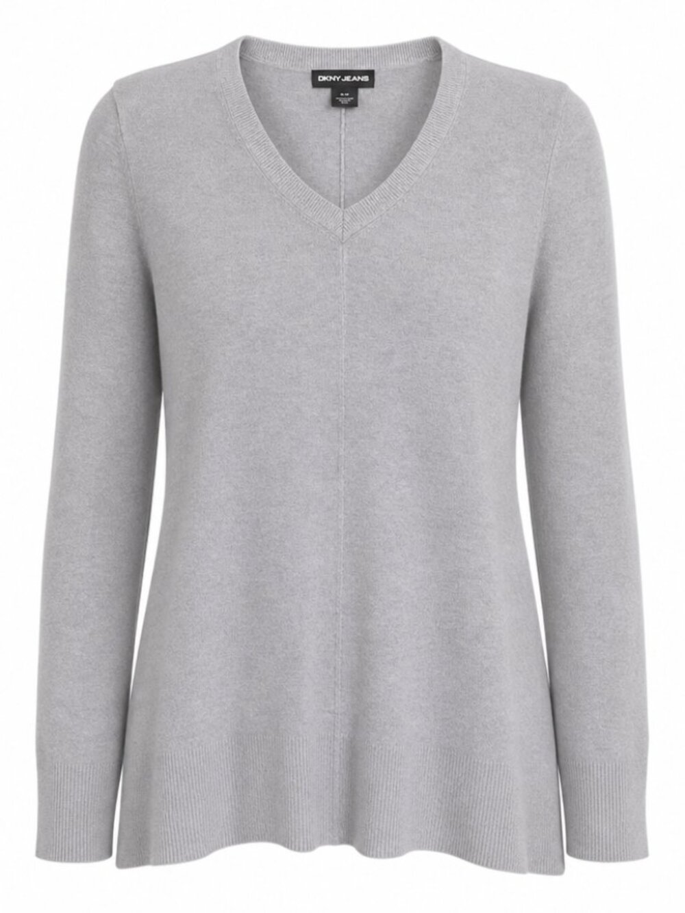 DKNY JEANS Office Neutral Soft Gray Swing Sweater Top Medium